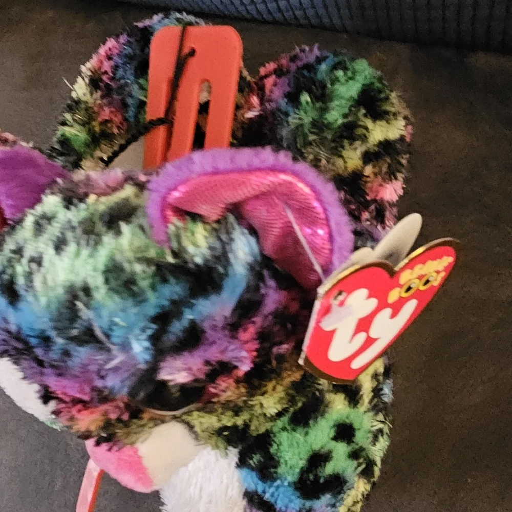 Dotty snow leopard ty beanie boo slippers 9/10 Toddler Lisa Frank